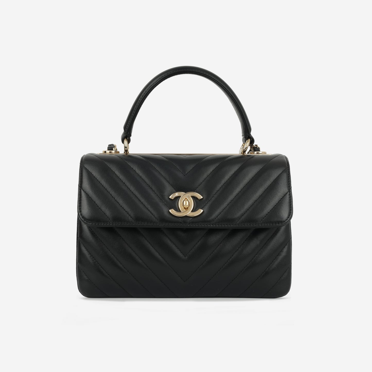 Chanel - Trendy CC Flap Bag Small - Black Chevron Lambskin CGHW - 2018 -