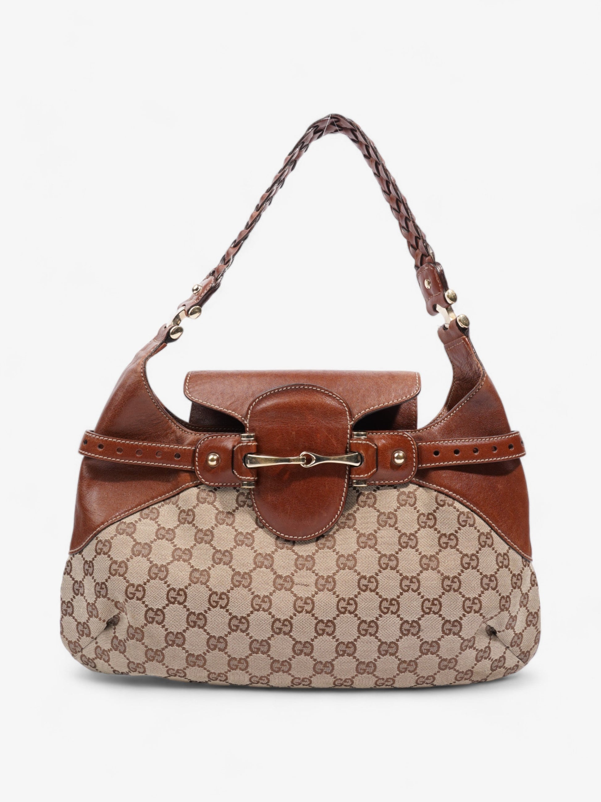 Gucci Horsebit Flap And Ebony Supreme Shoulder Bag Canvas Brown