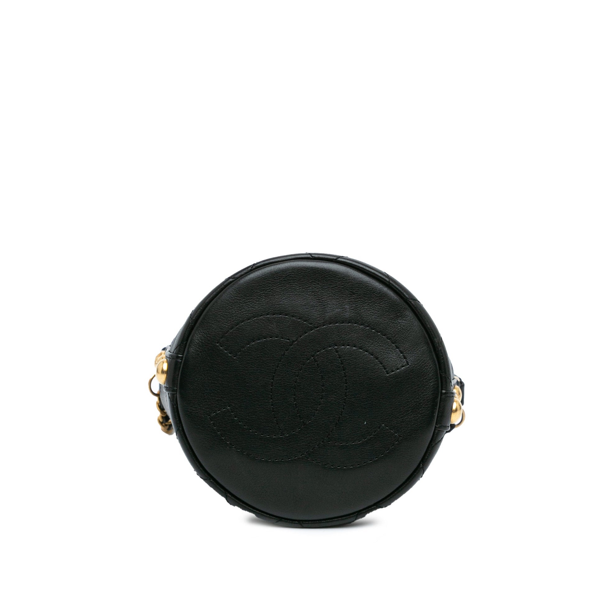 Black Chanel Small CC Calfskin and Tweed Drawstring Bucket Bag Satchel