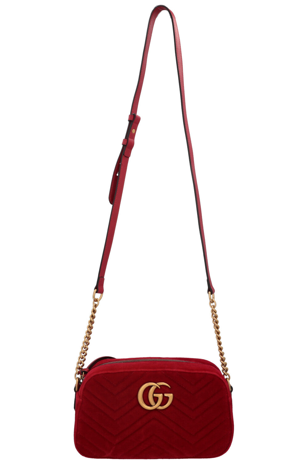 GUCCI Quilted Marmont Camera Bag Red Velvet