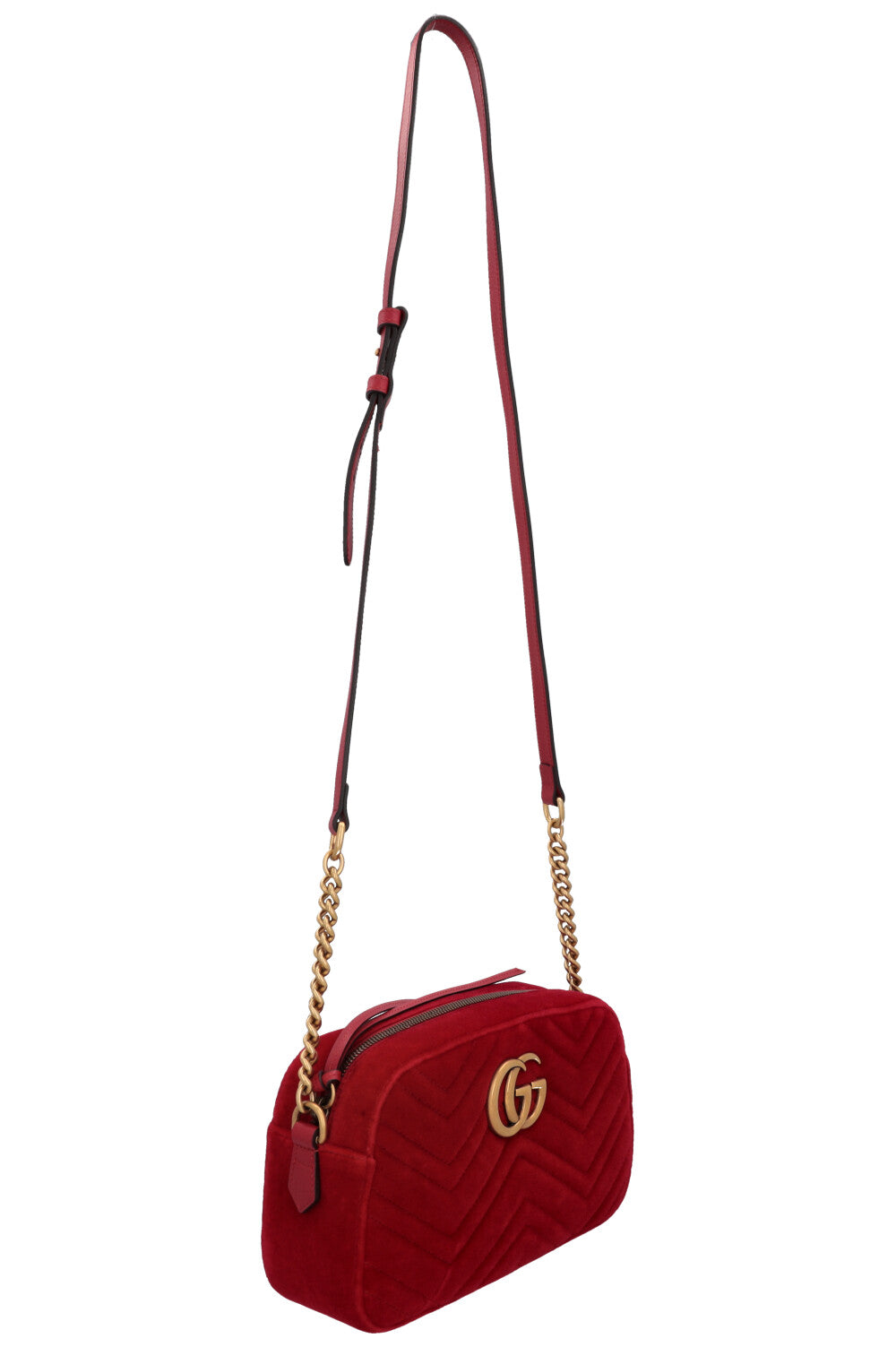 GUCCI Quilted Marmont Camera Bag Red Velvet