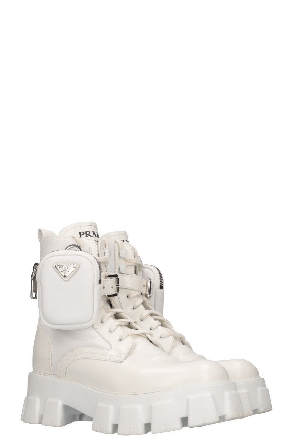 Prada Monolith Boots Nylon White Shoes
