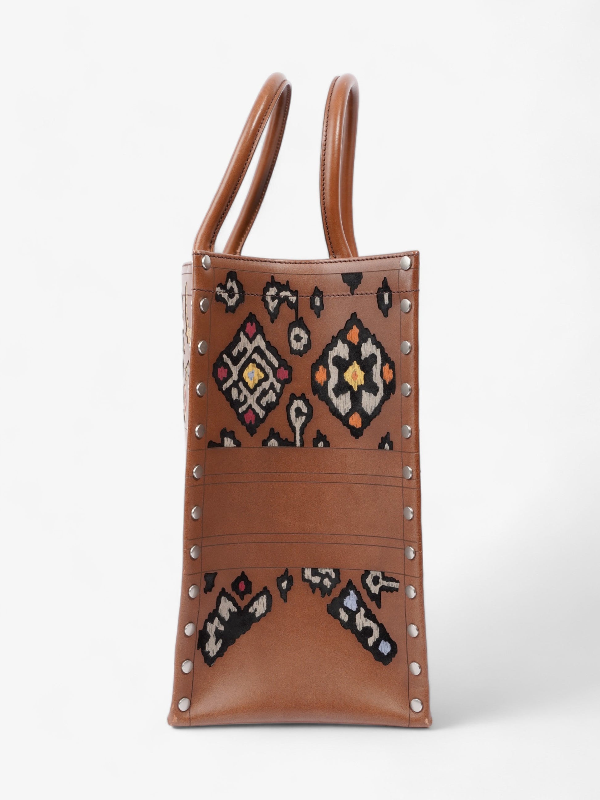 Dior Christian Book Tote Floral Leather Brown Large Tote Bag
