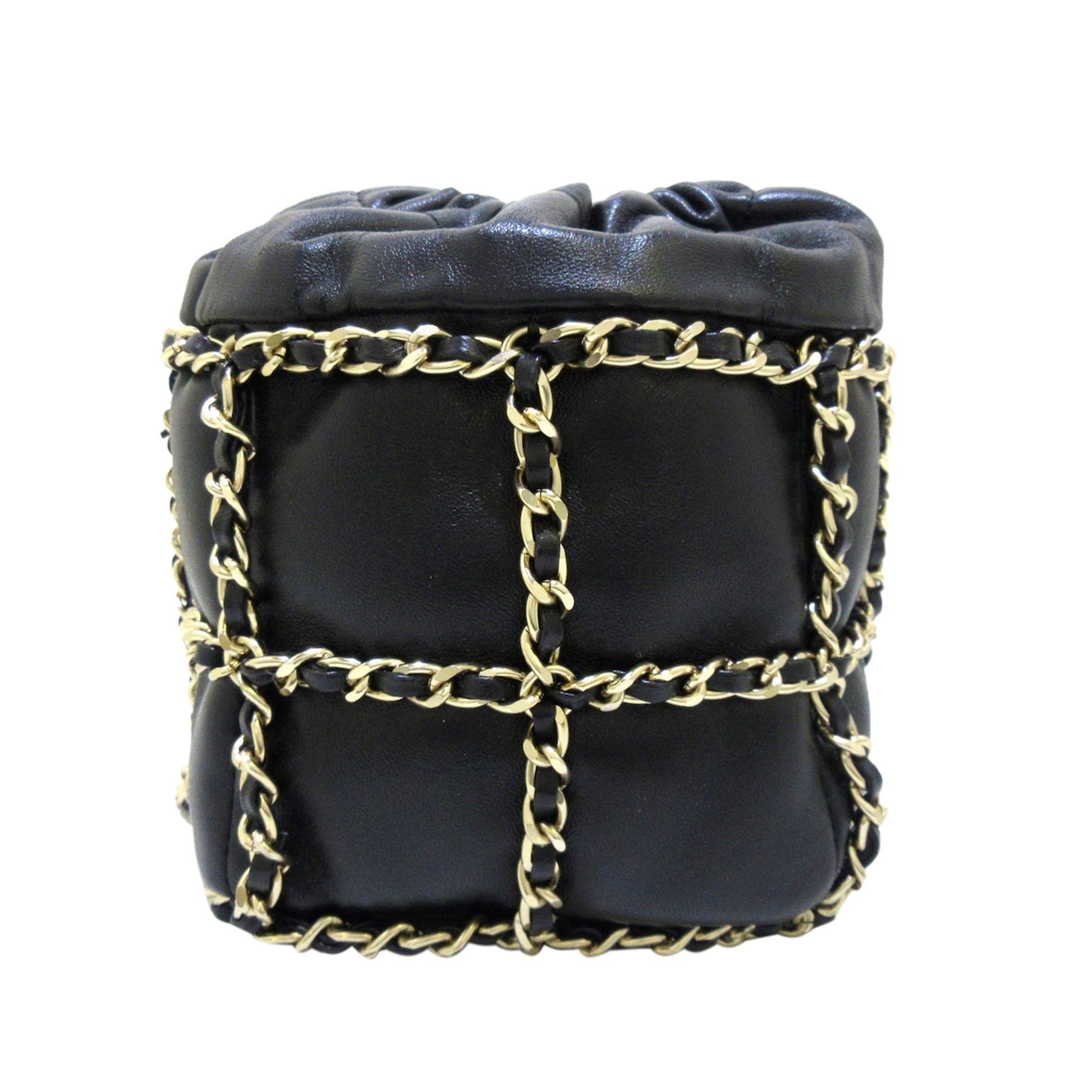 Black Chanel CC Chain Lambskin Leather Bucket Bag