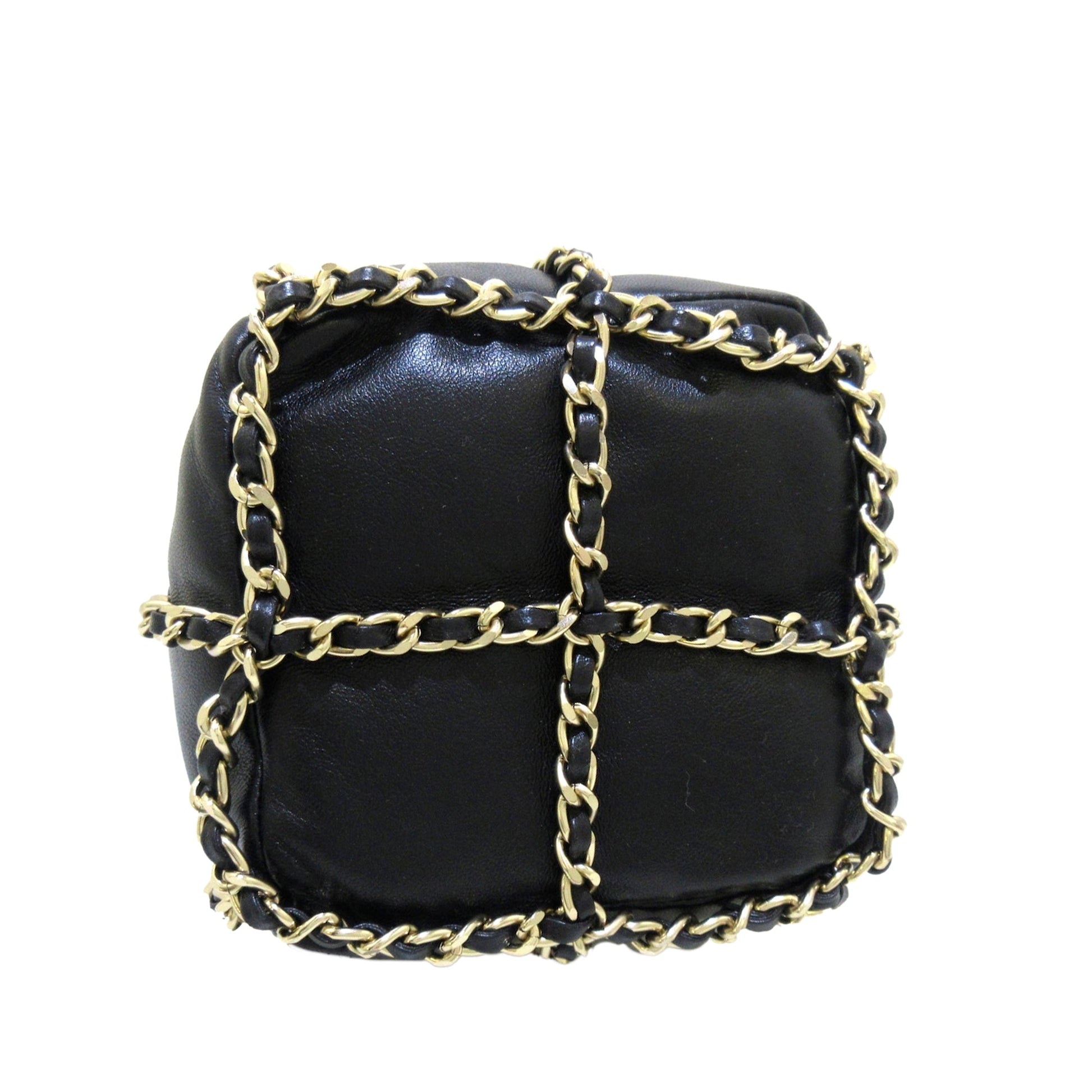 Black Chanel CC Chain Lambskin Leather Bucket Bag