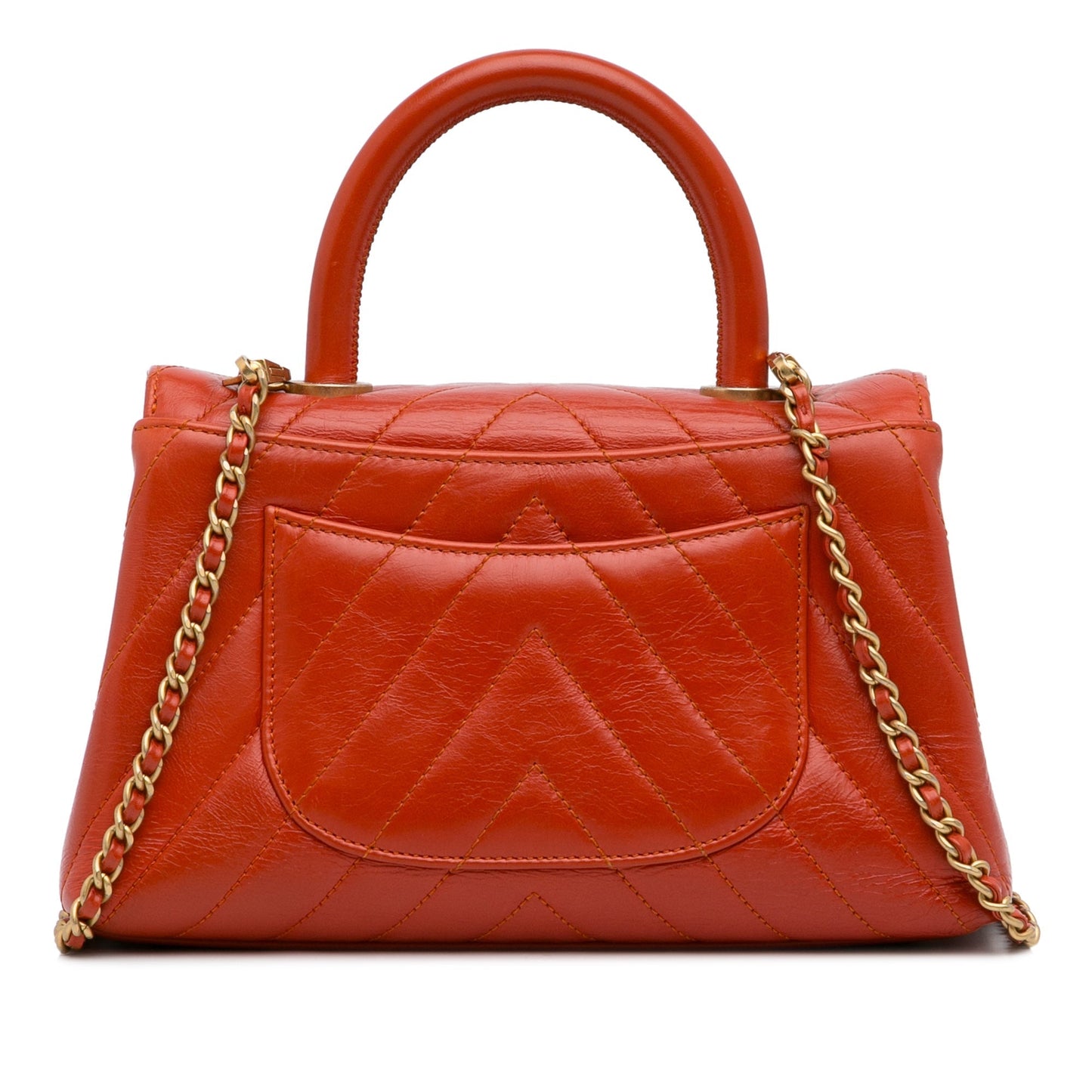 Red Chanel Small Lambskin Chevron Coco Top Handle Bag Satchel