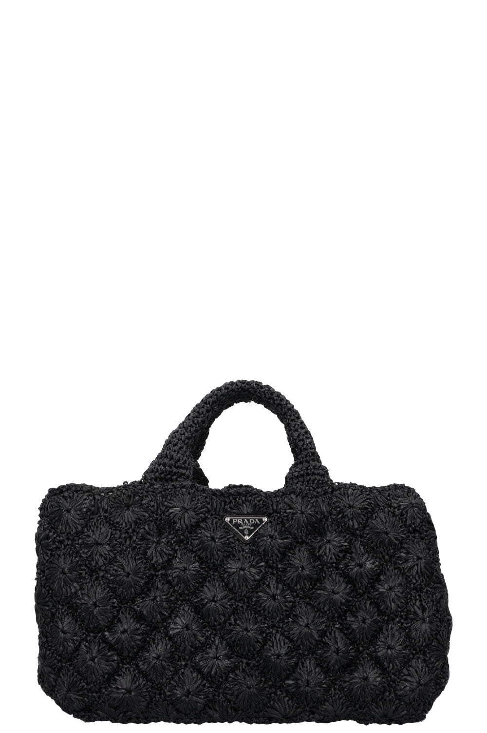 Prada Tote Bag Canapa Crochet Black