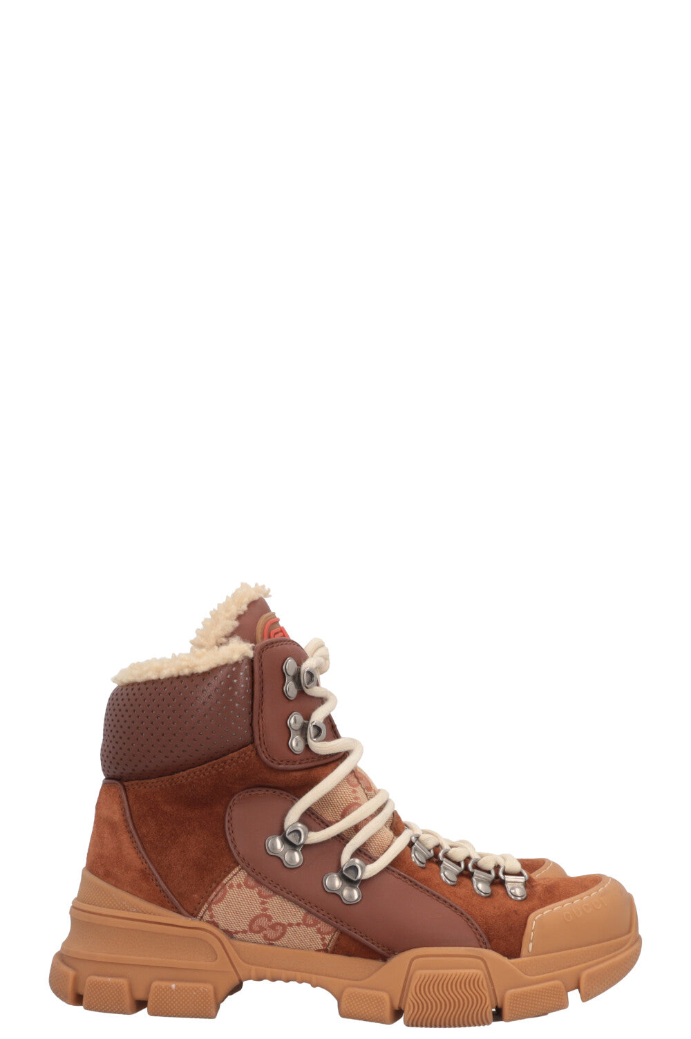 GUCCI Shearling Flashtrek High Top Boots Canvas