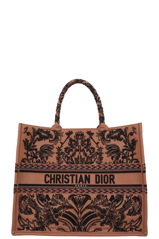 Dior Tote Bag Book Tote Leather Black Brown