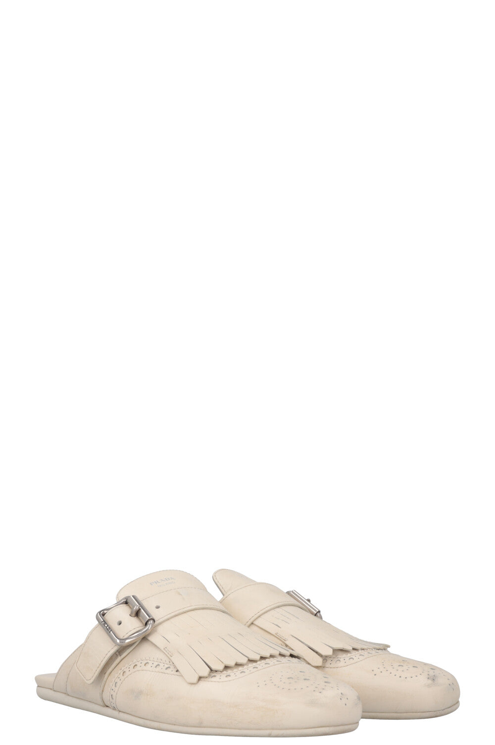 Prada Shuffle Mules Leather White Shoes