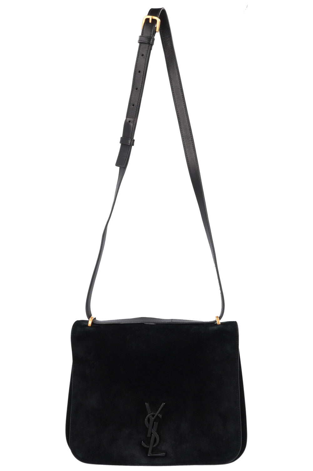 YSL Saint Laurent Crossbody Bag Spontini Saddle Bag Suede Black Large