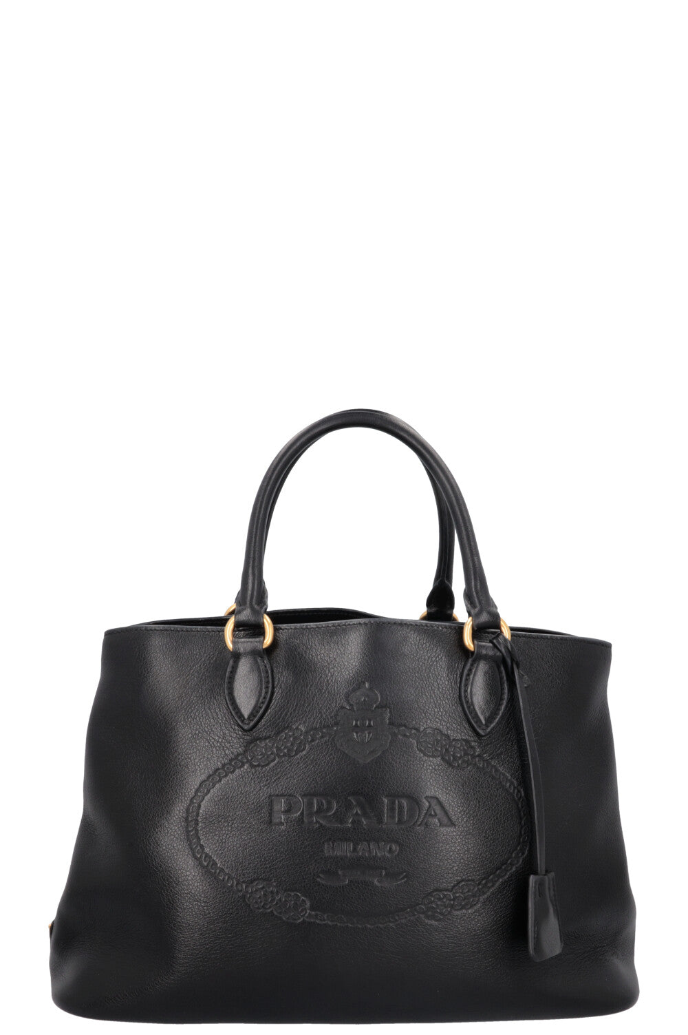 Prada Tote Bag Leather Black Logo