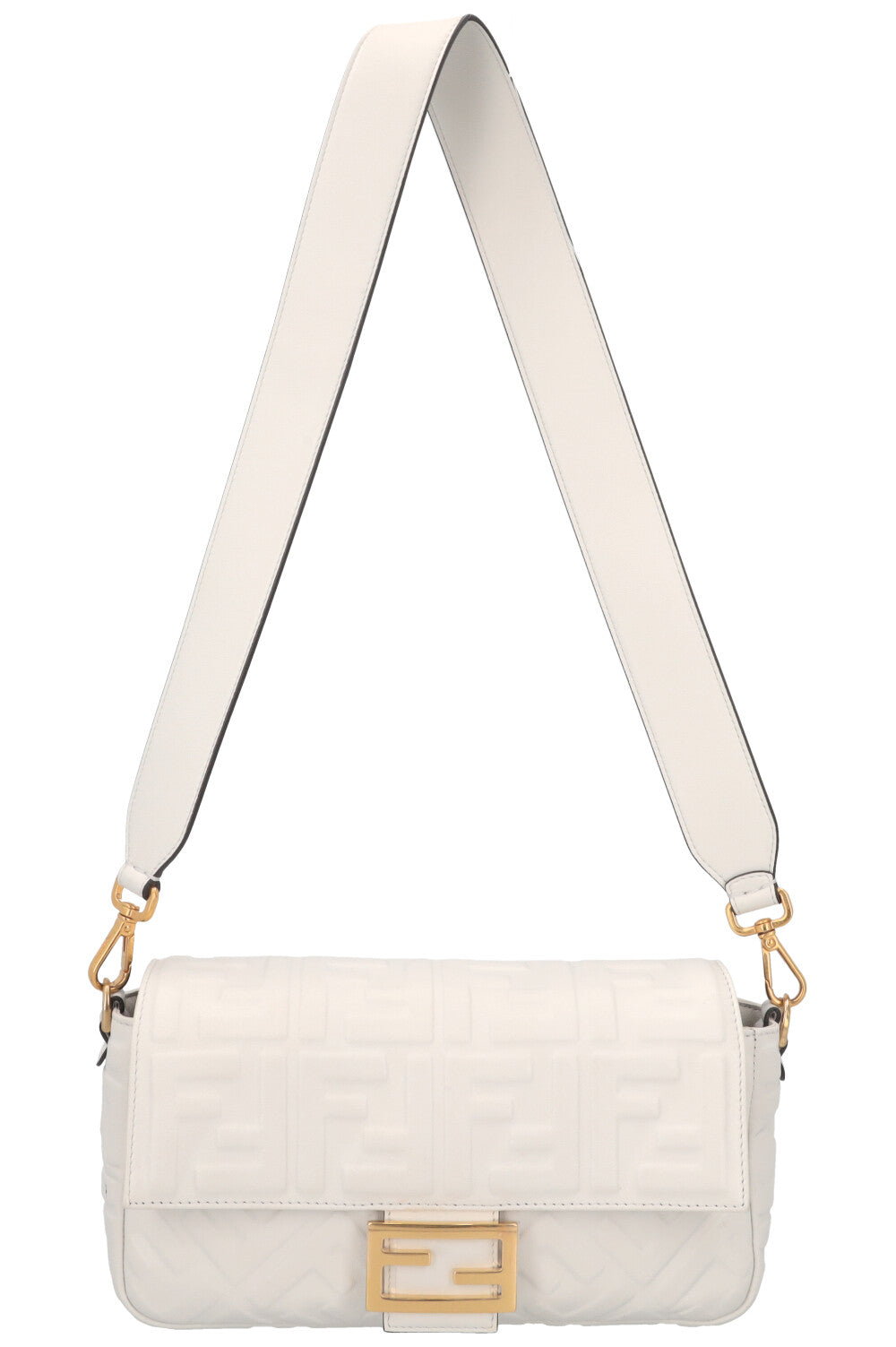 Fendi Crossbody Bag Baguette Bag Zucca Leather White Shoulder Bag
