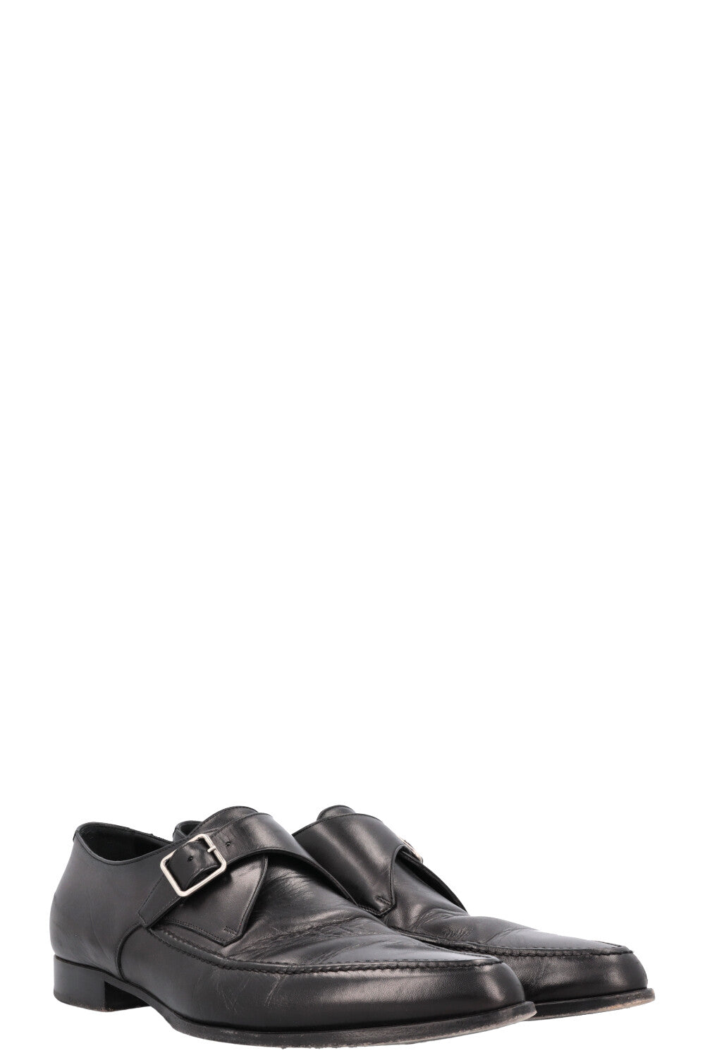 YSL Saint Laurent Suit Flats Leather Black Shoes