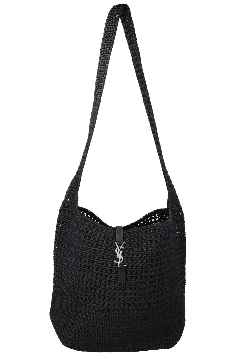 YSL Saint Laurent Tote Bag Le 5 A 7 Tote Raffia Black Medium Crossbody Bag