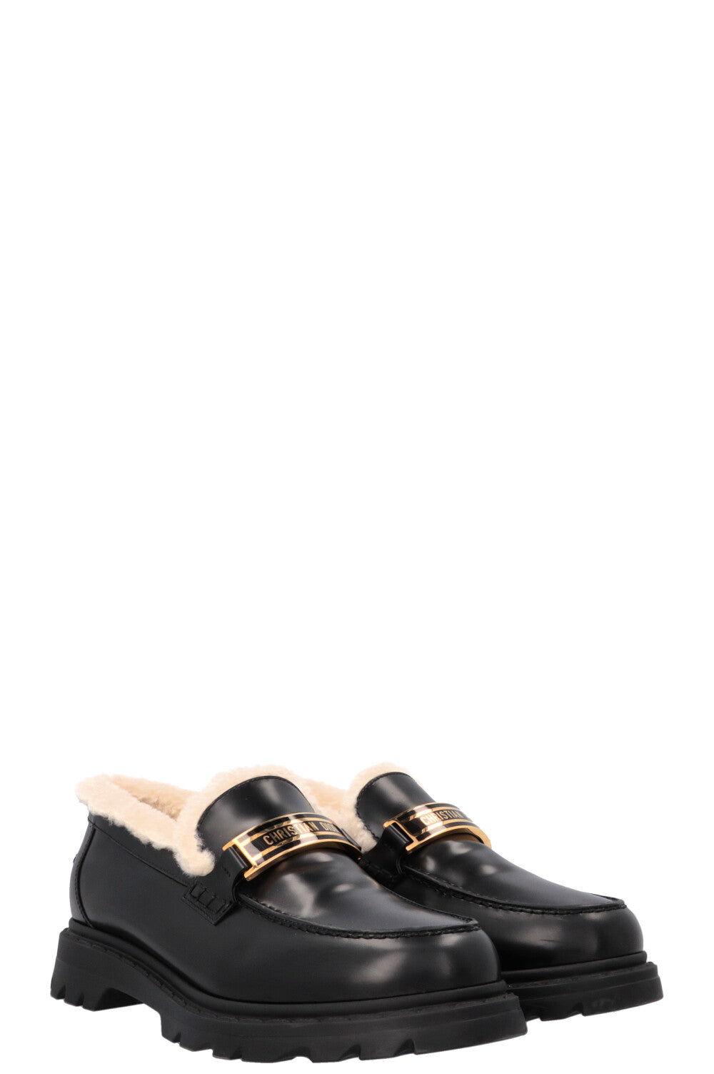 Dior Code Shearling Loafers Black Shoes