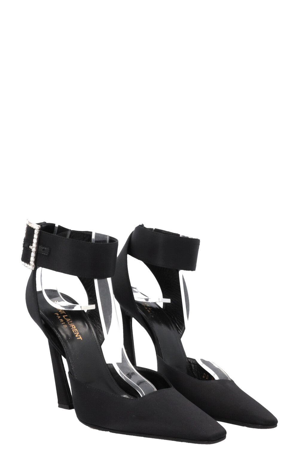 YSL Saint Laurent Sling Bag Claude Slingback Heels Satin Black Shoes