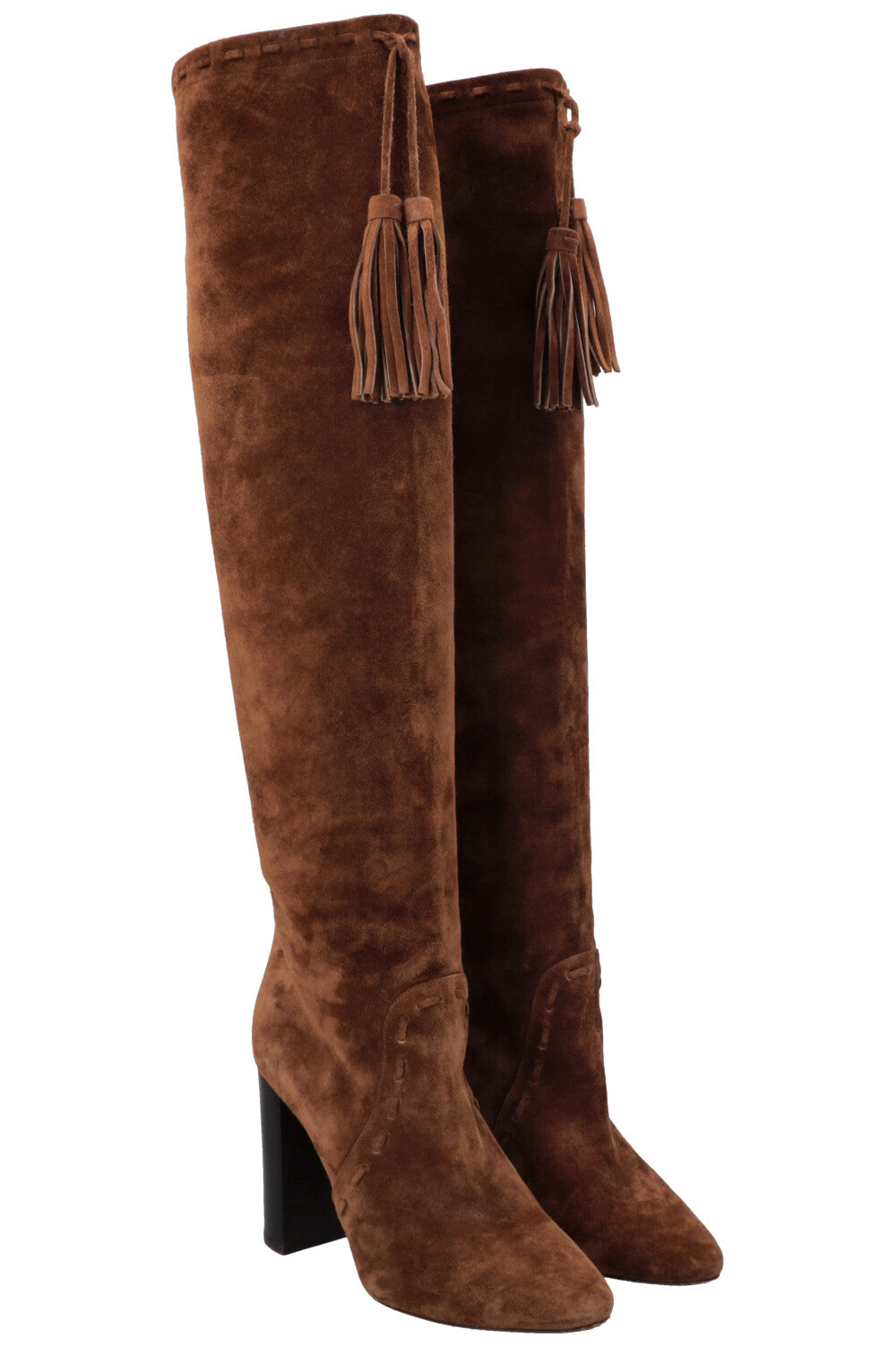 YSL Saint Laurent Meurice Tassel Boots Suede Brown Shoes