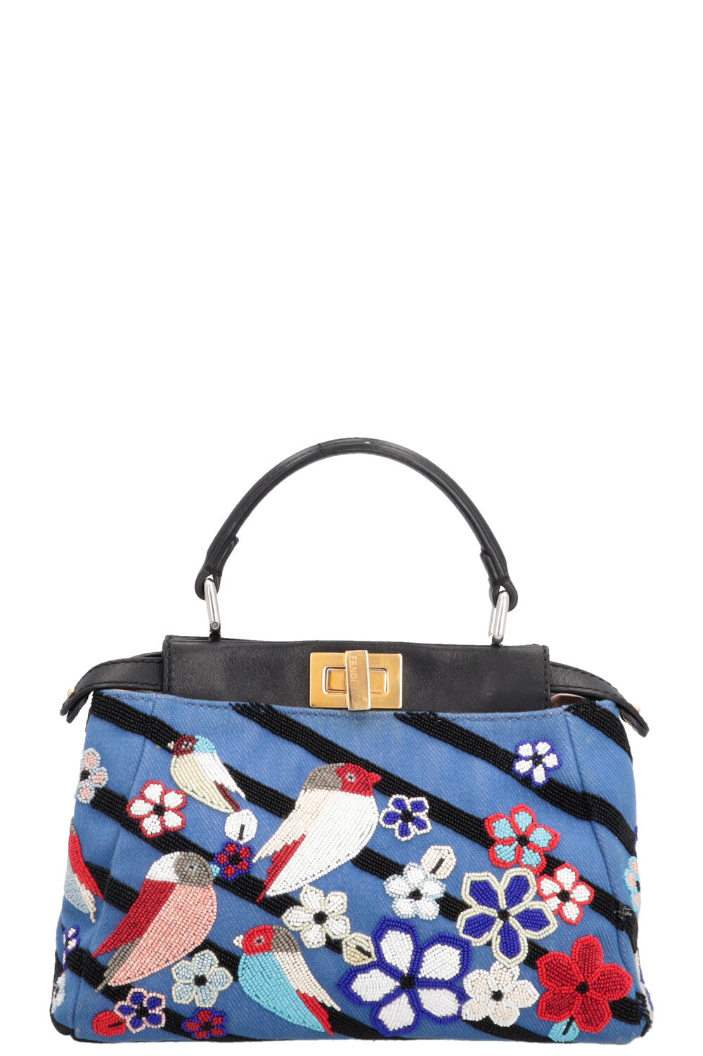 Fendi Peekaboo Beaded Bird Denim Mini Mini Bag