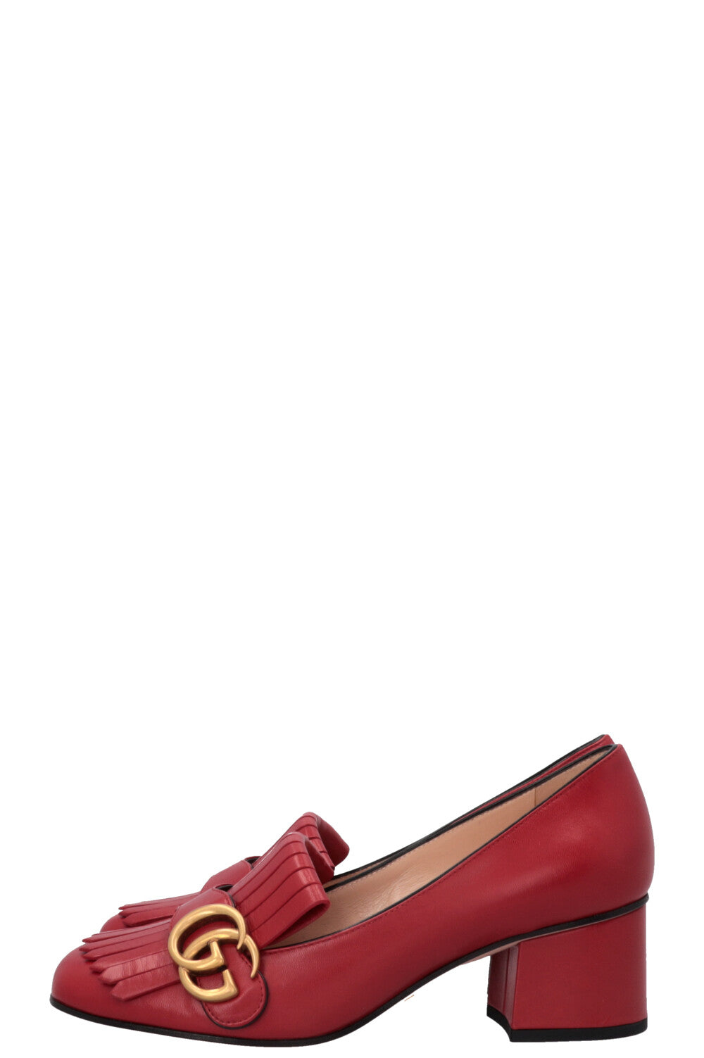 GUCCI Marmont Fringed Heels Red