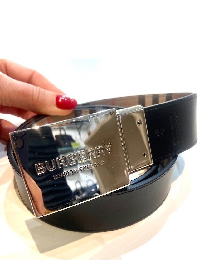 Burberry Check Belt Handbag Leather