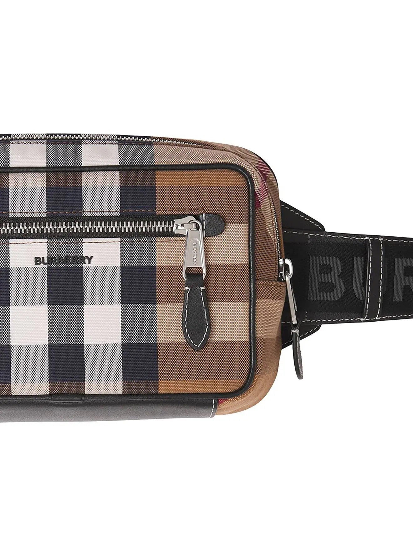 Burberry Check Print Belt Bag Leather Canvas