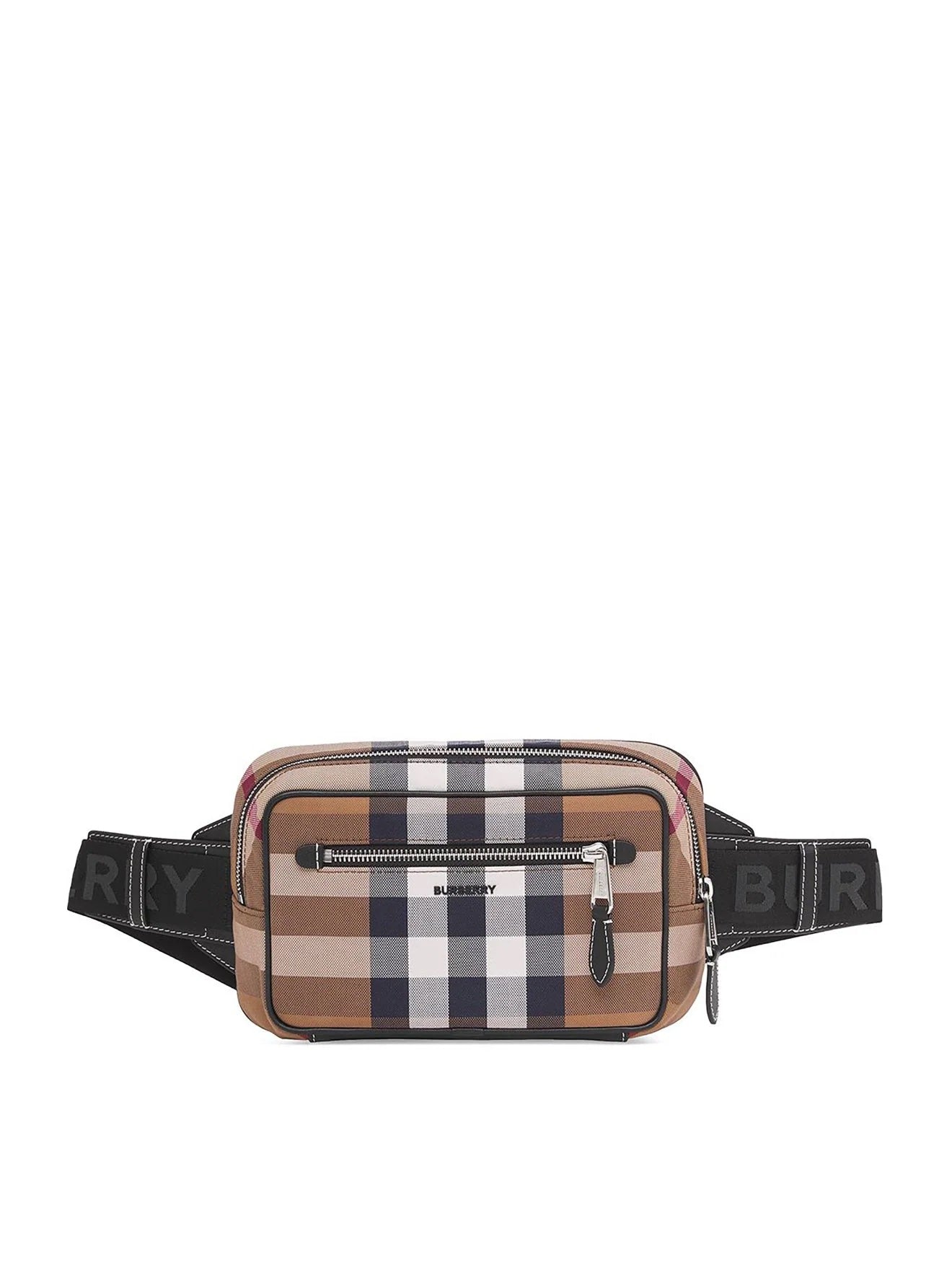Burberry Check Print Belt Bag Leather Canvas