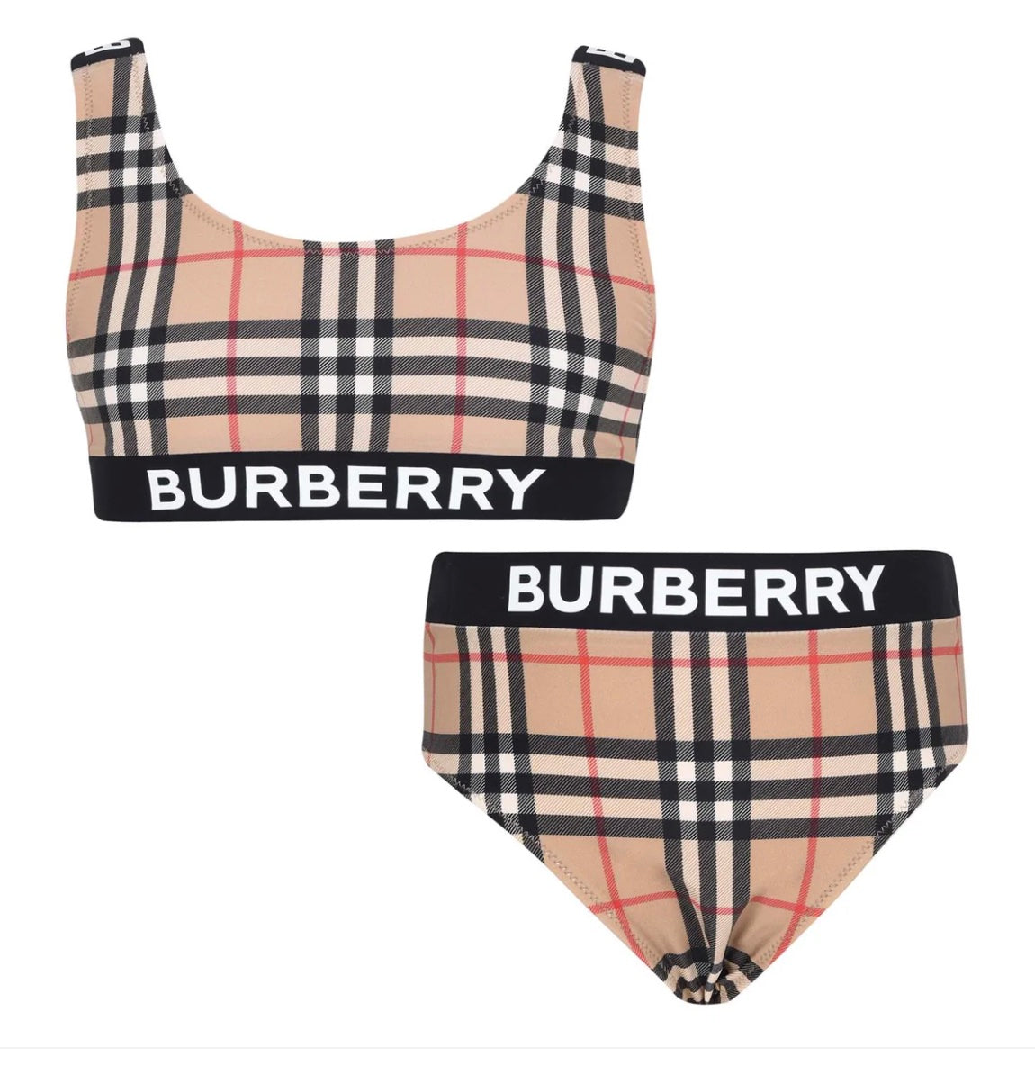 Burberry Girl Liana Icon Stripe Two Piece Bikini Set Travel Bag