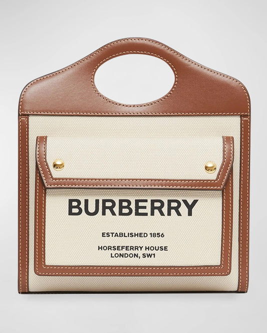 Burberry Pocket Print Tote Bag Medium Logo