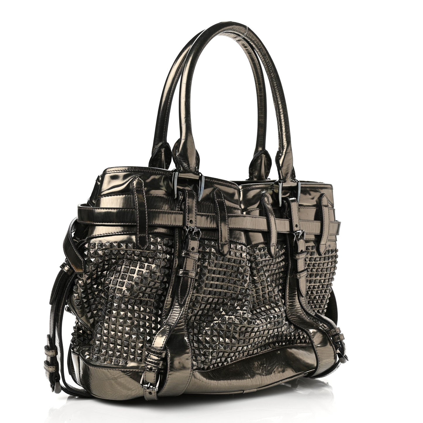 Burberry Rowan Studded Satchel Pewter Satchel Bag