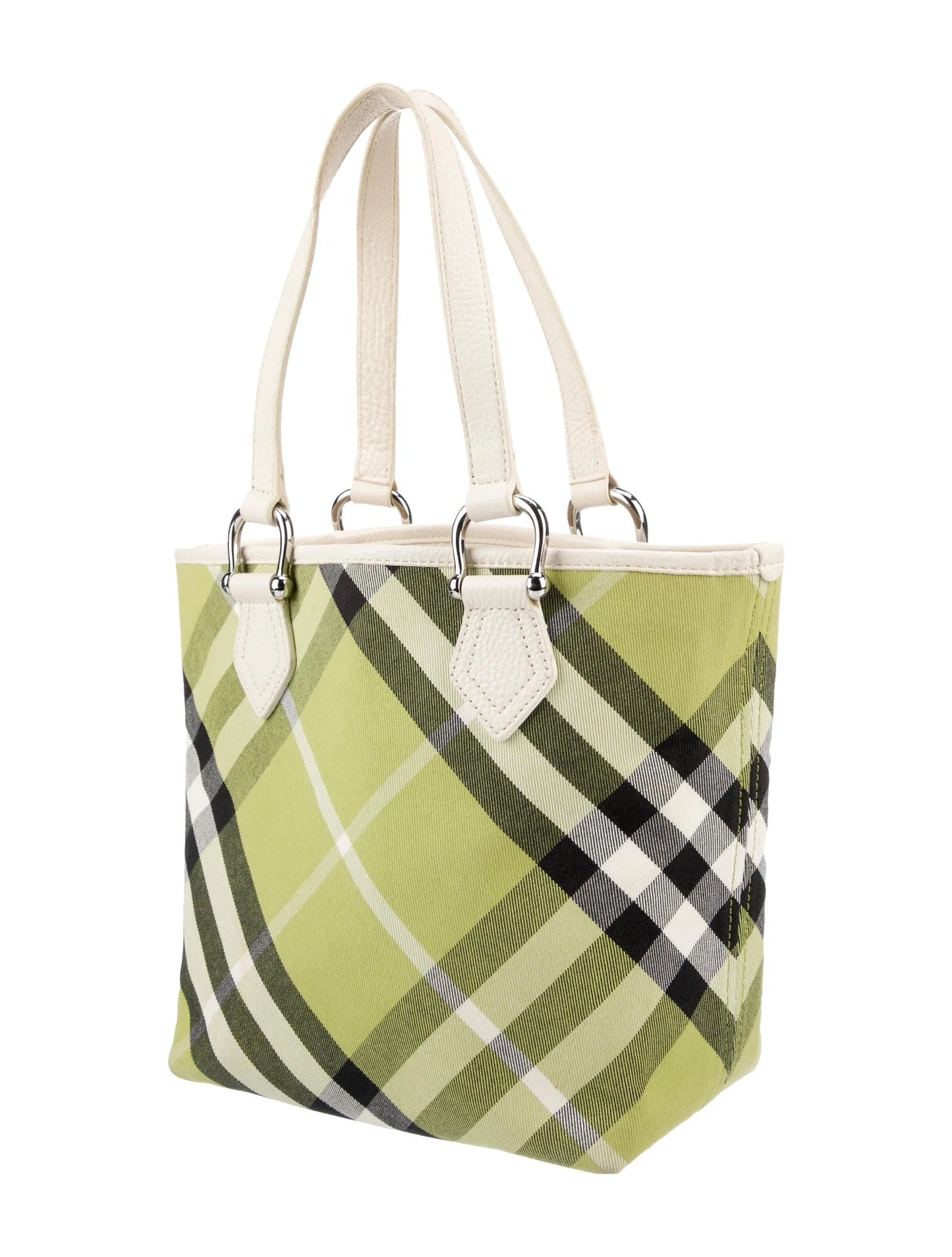 Burberry Nova Check Lime Shopper Tote Bag Green