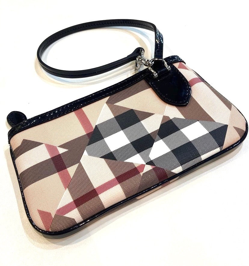 Burberry Check Handbag Patent Travel Bag