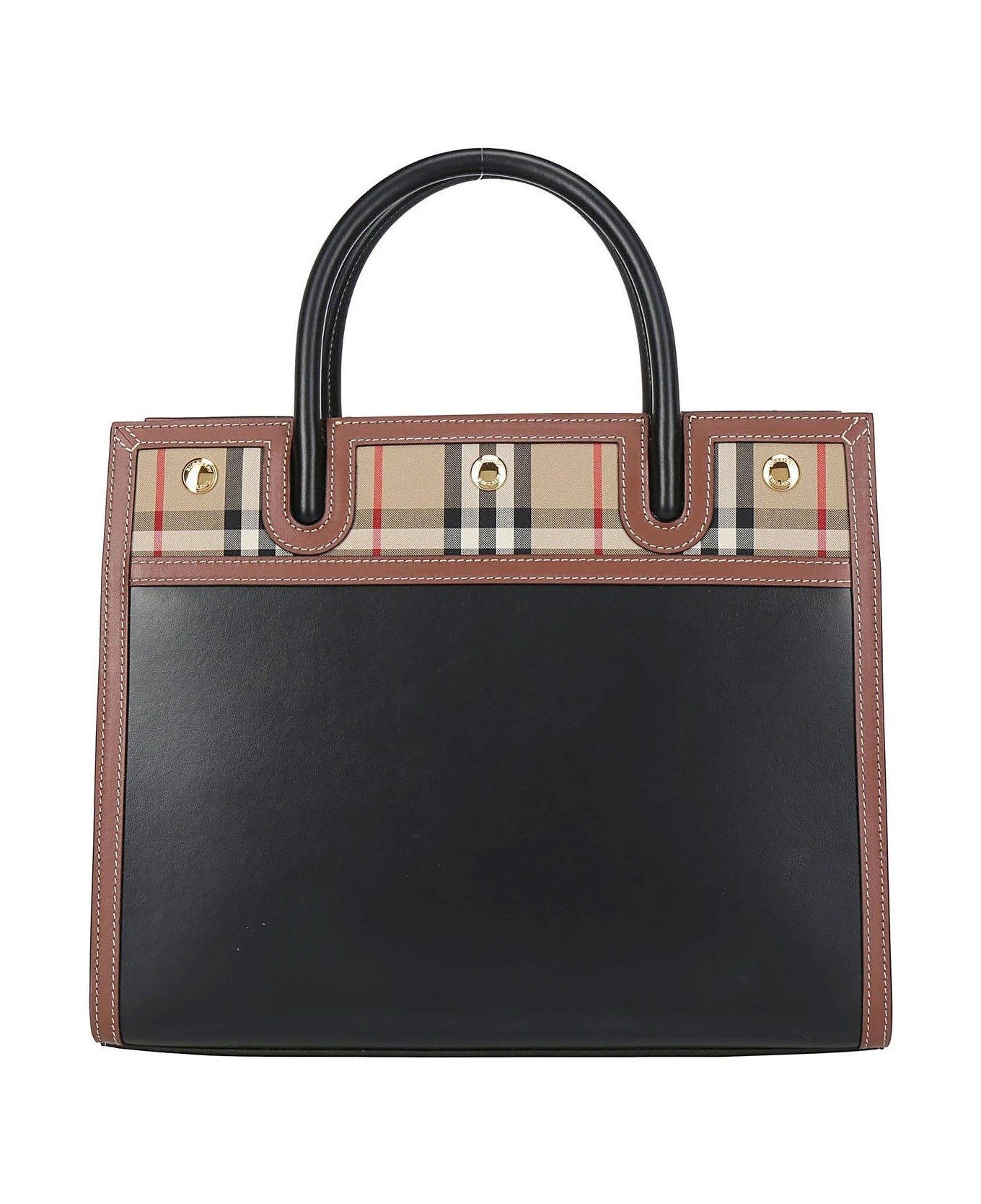 Burberry Title Check Trim Tote Bag Small
