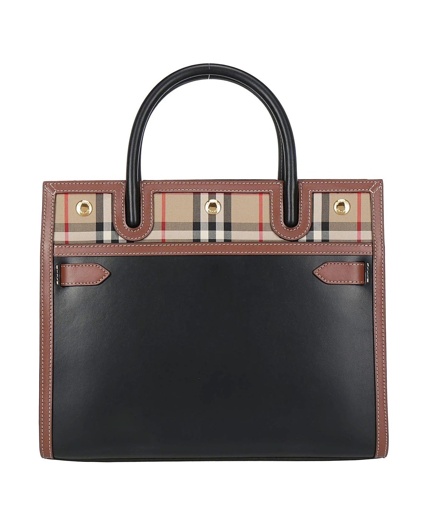 Burberry Title Check Trim Tote Bag Small