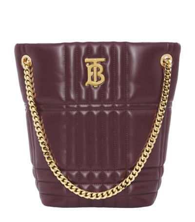 Burberry Check Lola Bag Leather Quilted Medium Bucket Bag