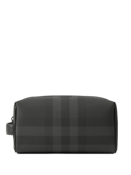 Burberry Ho Check Travel Pouch Travel Bag Leather