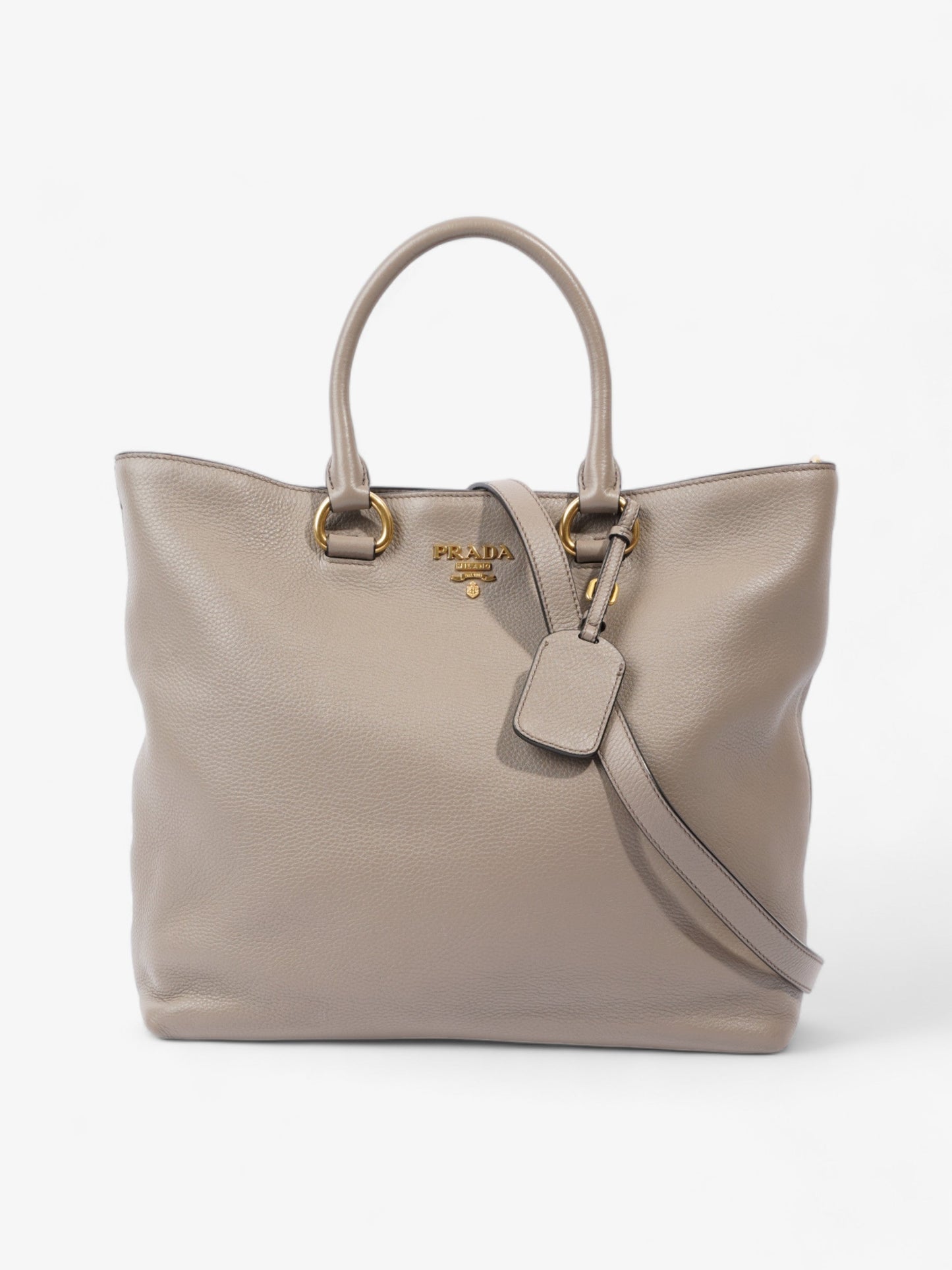 Prada Daino Grey Tote Bag Leather Gray