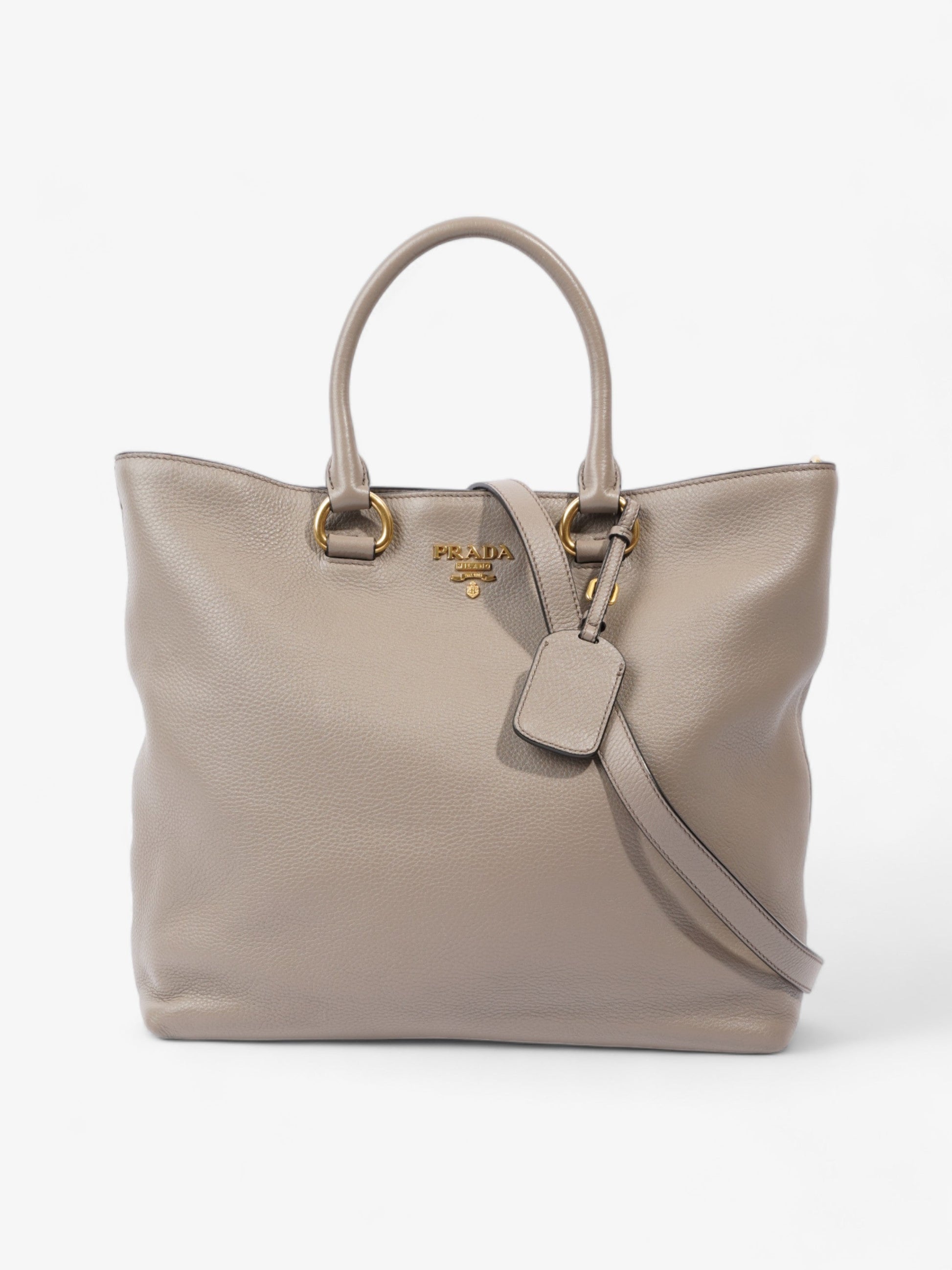 Prada Daino Grey Tote Bag Leather Gray
