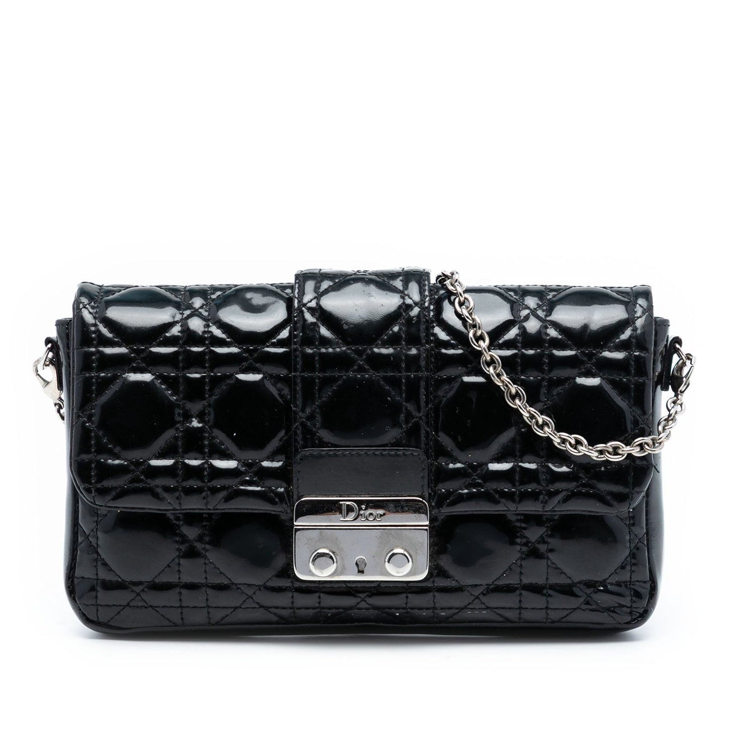 Dior Handbag Cannage Miss Promenade Crossbody Patent Black Crossbody Bag
