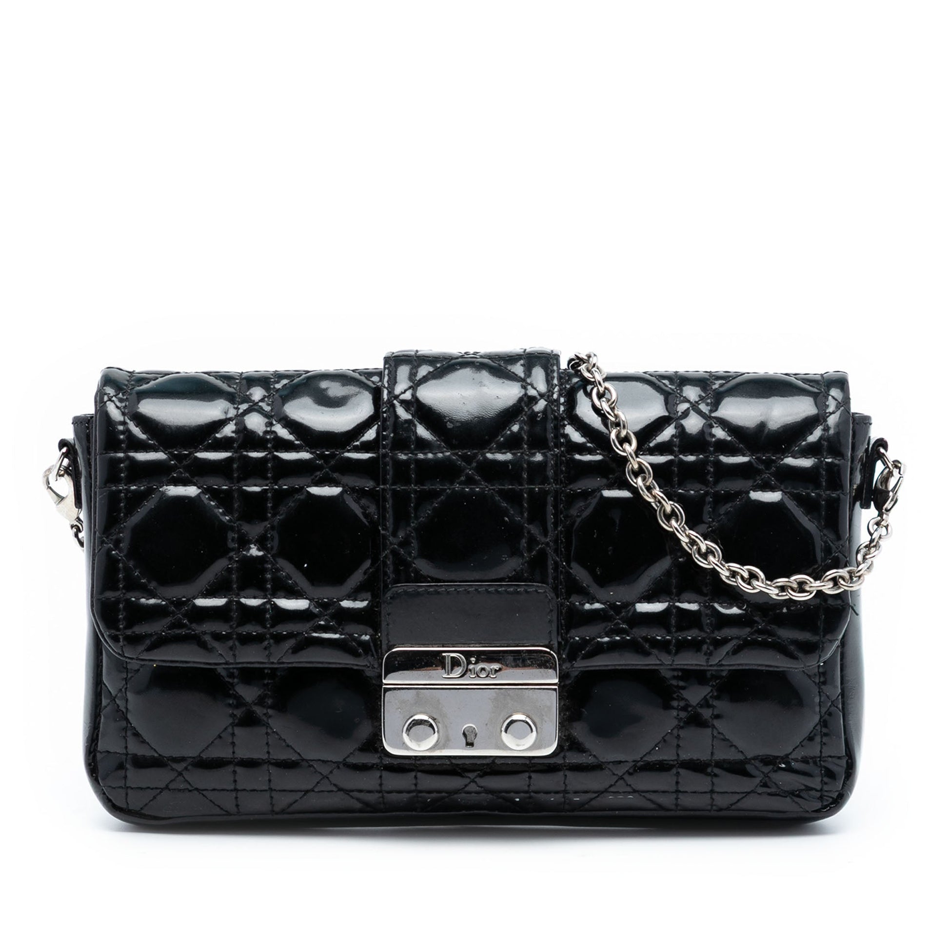 Dior Handbag Cannage Miss Promenade Crossbody Patent Black Crossbody Bag