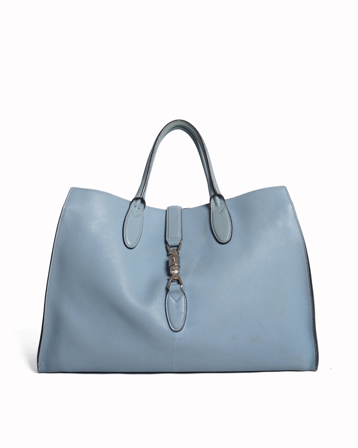 Gucci Light Blue Pebbled Leather Soft Jackie Large Top Handle Bag