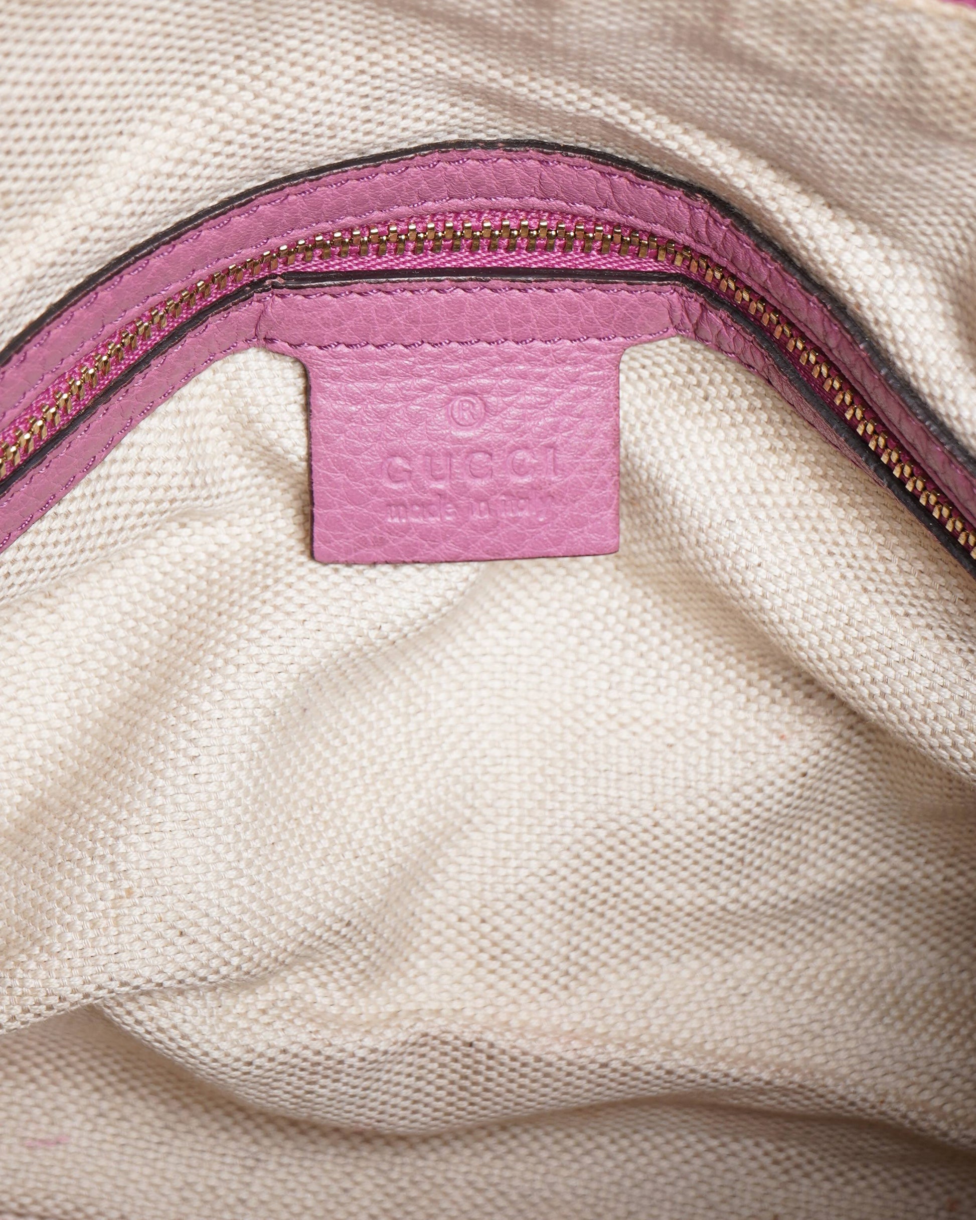 Gucci Pink Pebbled Leather Soho Boston Bag
