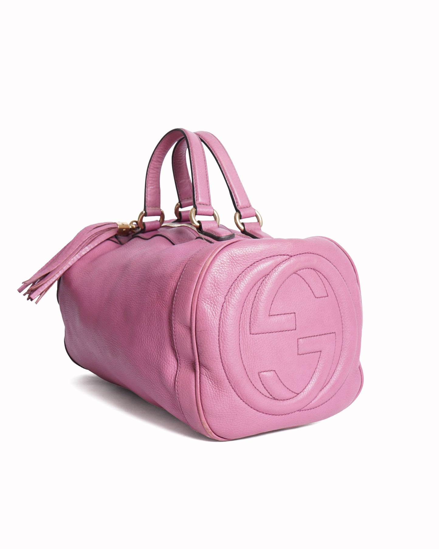 Gucci Pink Pebbled Leather Soho Boston Bag