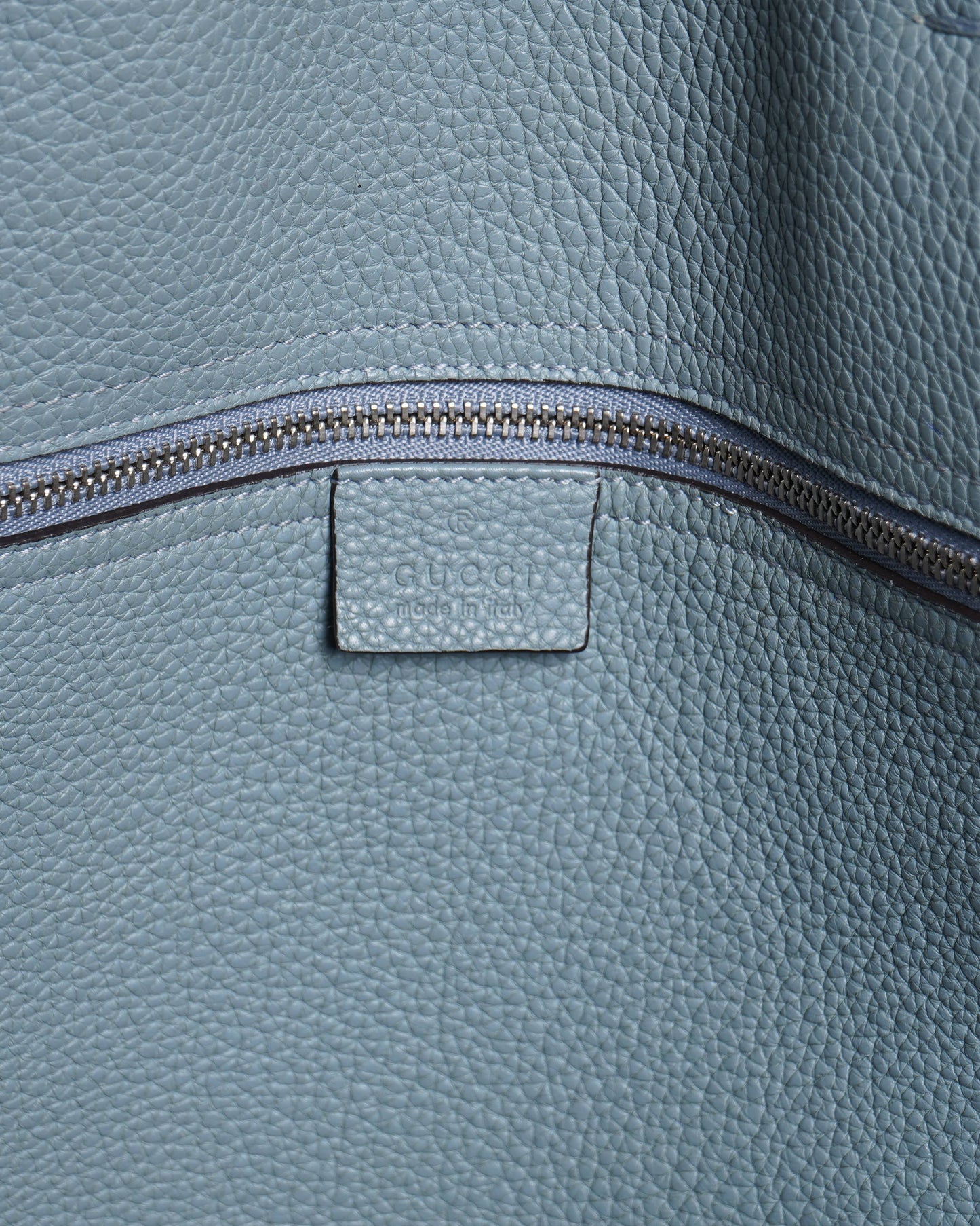 Gucci Light Blue Pebbled Leather Soft Jackie Large Top Handle Bag