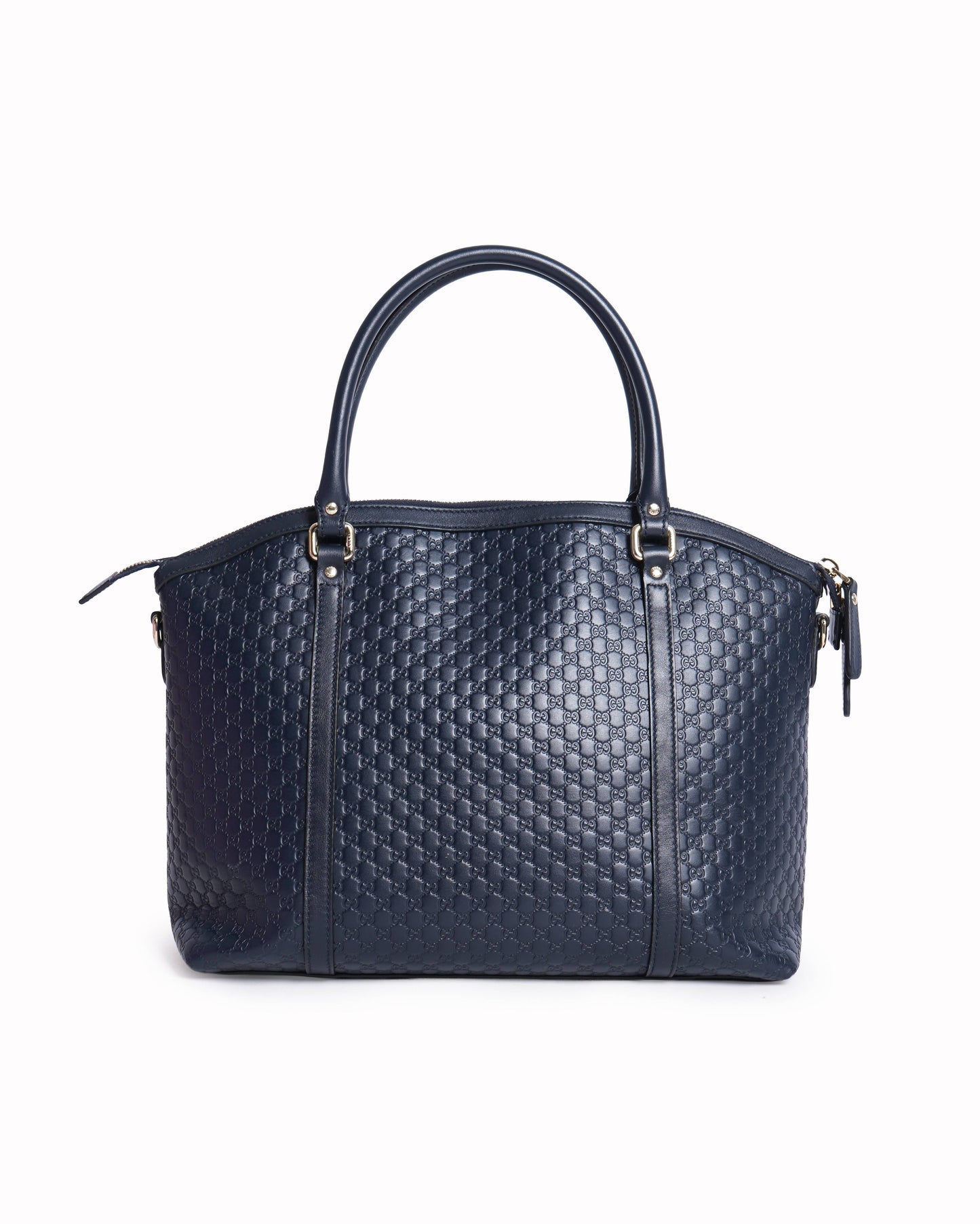 Gucci micro-guccissima leather large dome satchel in navy blue