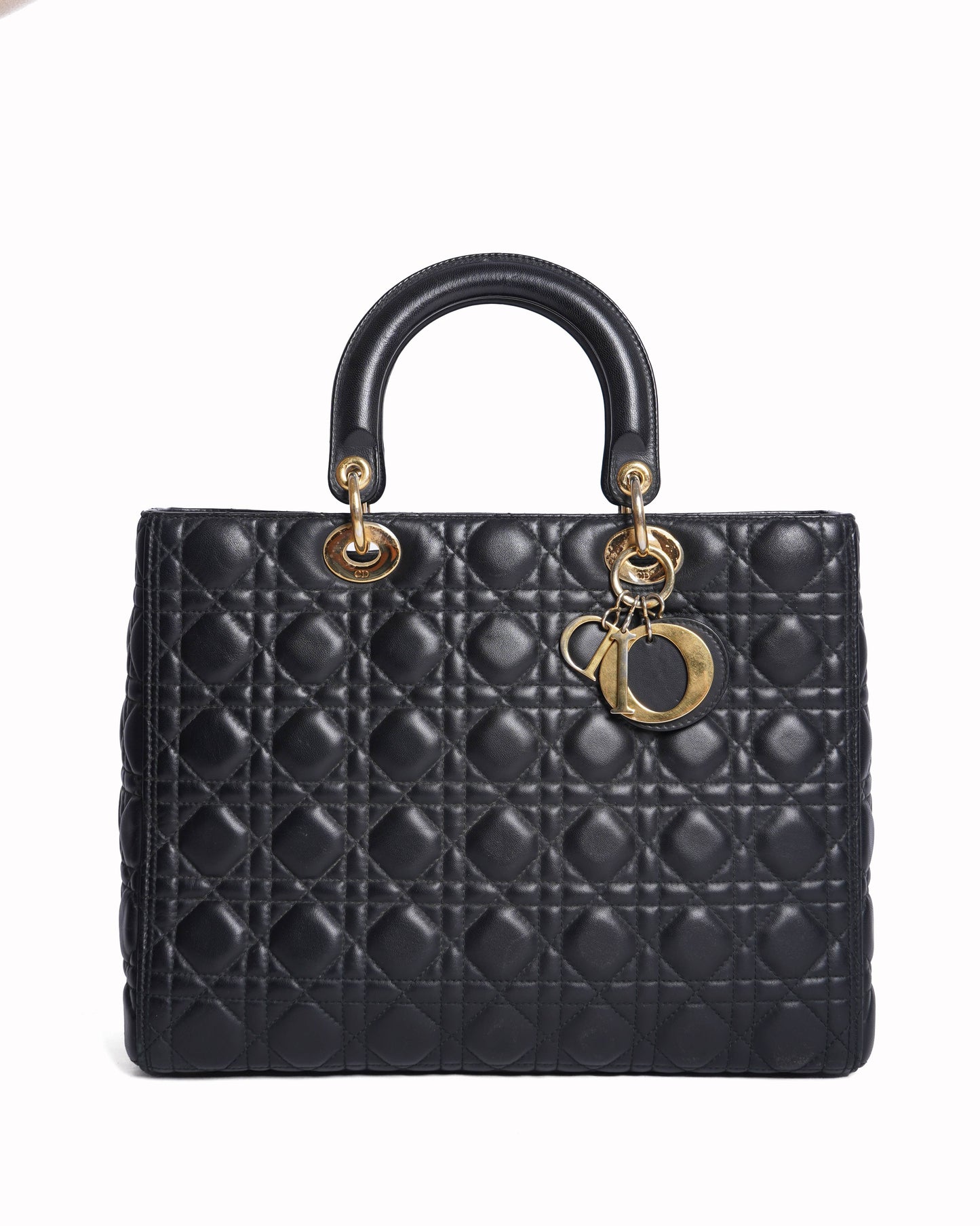 Dior Handbag Christian lady in cannage Black Large Top Handle