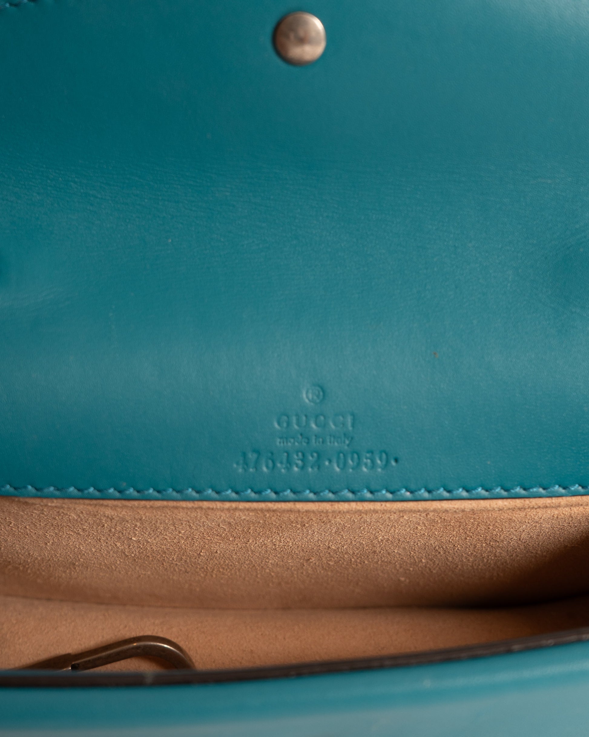 Gucci Dionysus Velvet Small Pavone Cyan Crossbody Bag