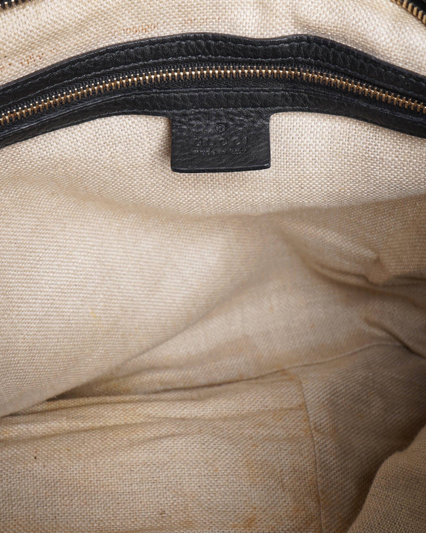 Gucci Hobo Leather Shoulder Bag Black