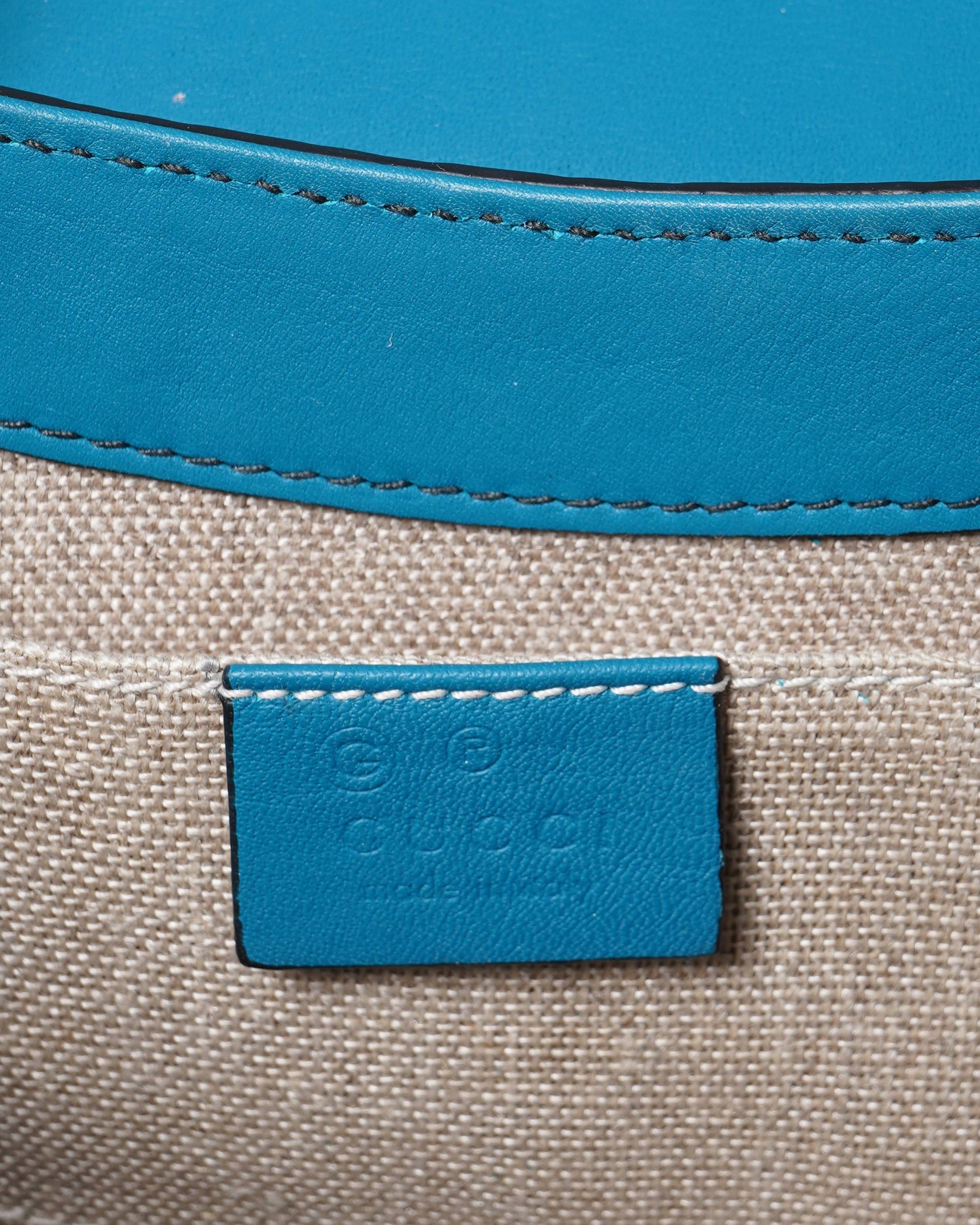 New Gucci guccissima mini emily shoulder bag in teal blue