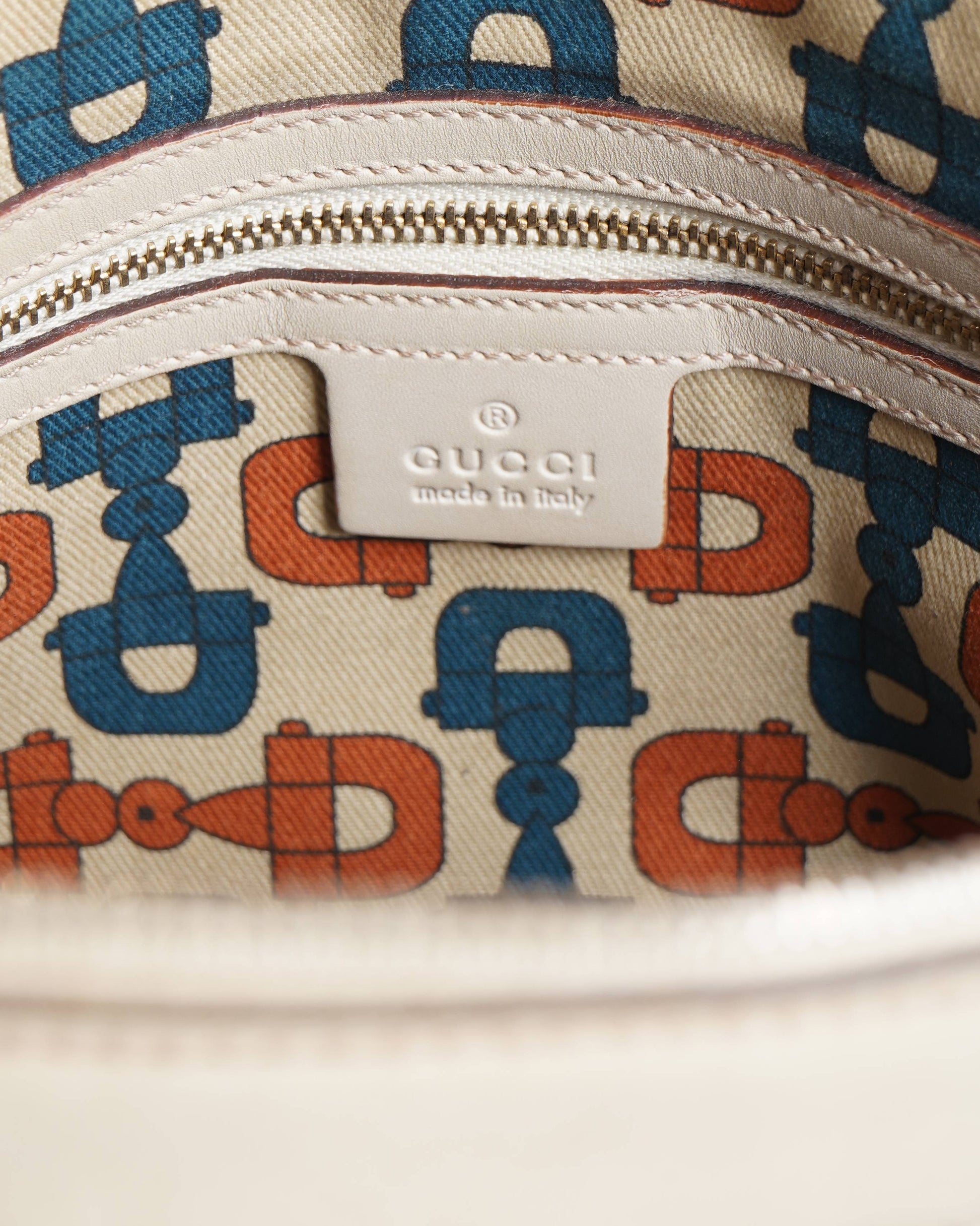 Gucci Off White Guccissima Leather Large Punch Satchel